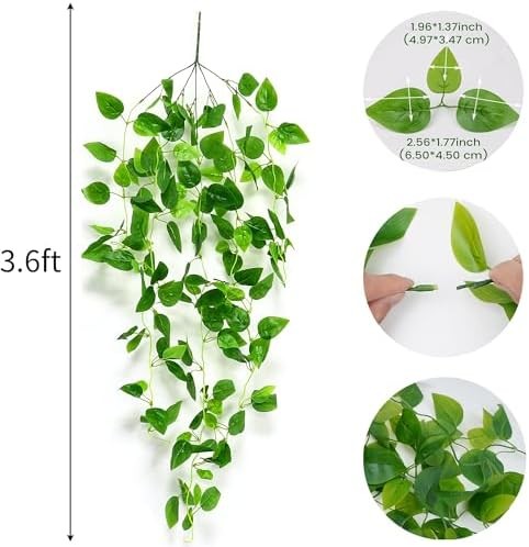 Fake Hanging Plants 2pcs Artificial Hanging Plant for Indoor Outdoor Faux Pothos