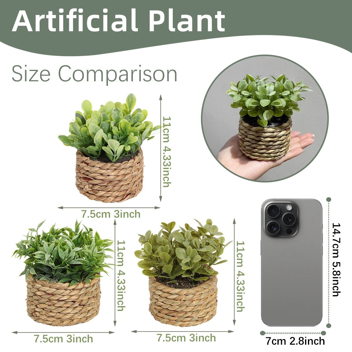 1pc Artificial Eucalyptus Grass Small Potted Plant 11cm Home Decor – NEW