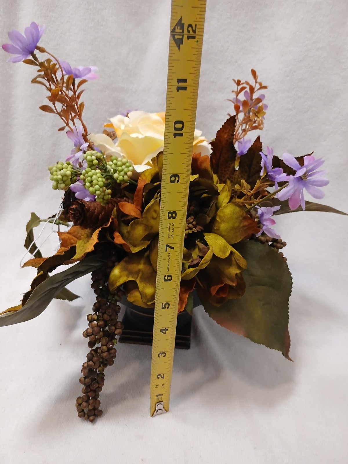 English Yellow Rose Autumn Floral Arrangement Dark Academia Bouquet Ceramic Vase