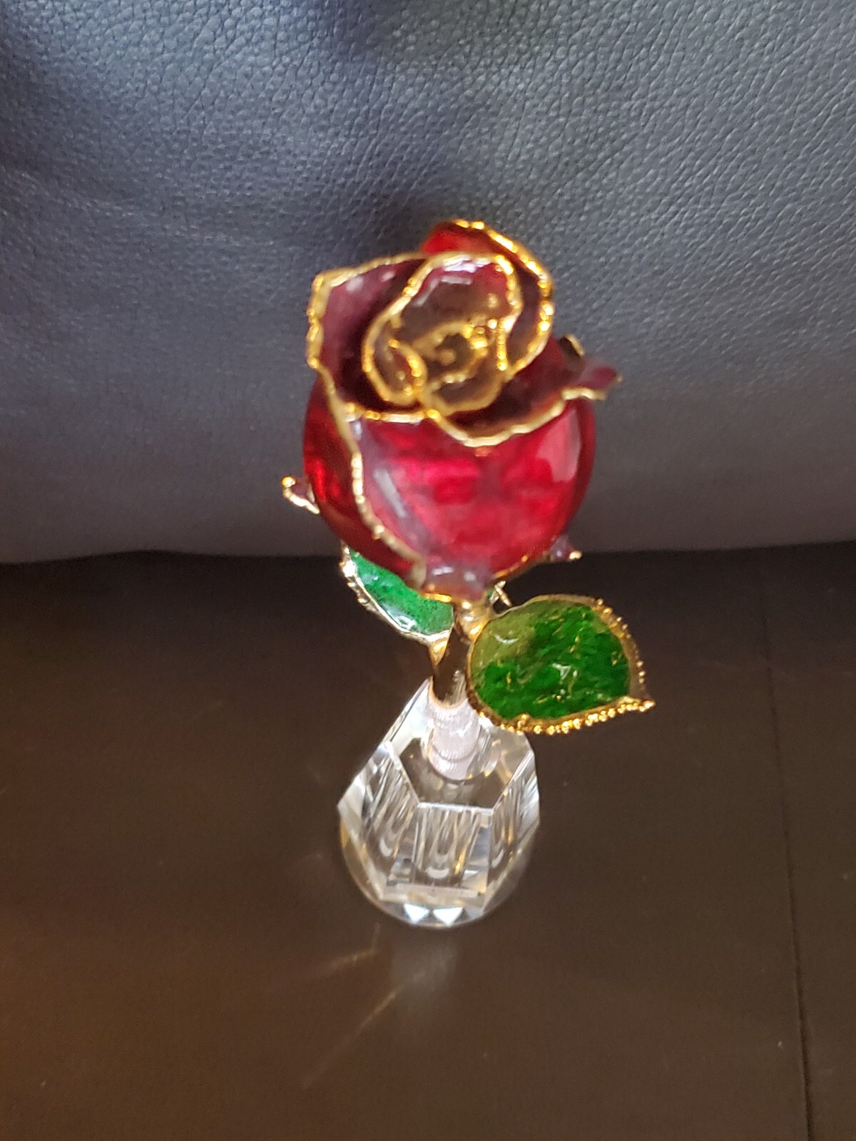 24k Gold Dipped Real Rose (Red) With Vase