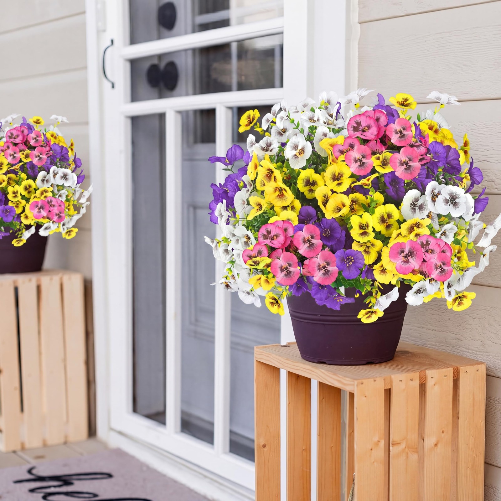 Artificial Pansy Flowers for Outdoors 12 Bundles Realistic Faux Plants UV Res…