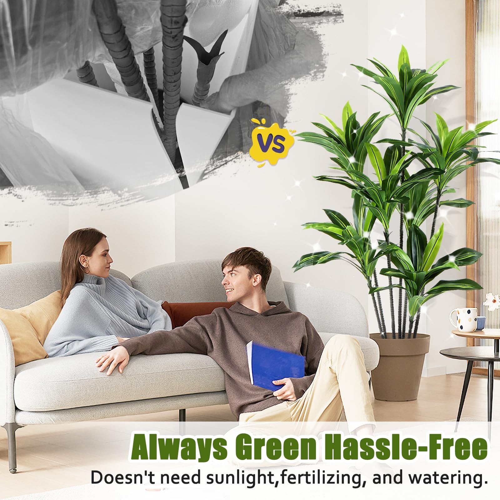 Dracaena Artificial Plant Indoor 5FT – Large Tropical Fake Tree with Lifelike…