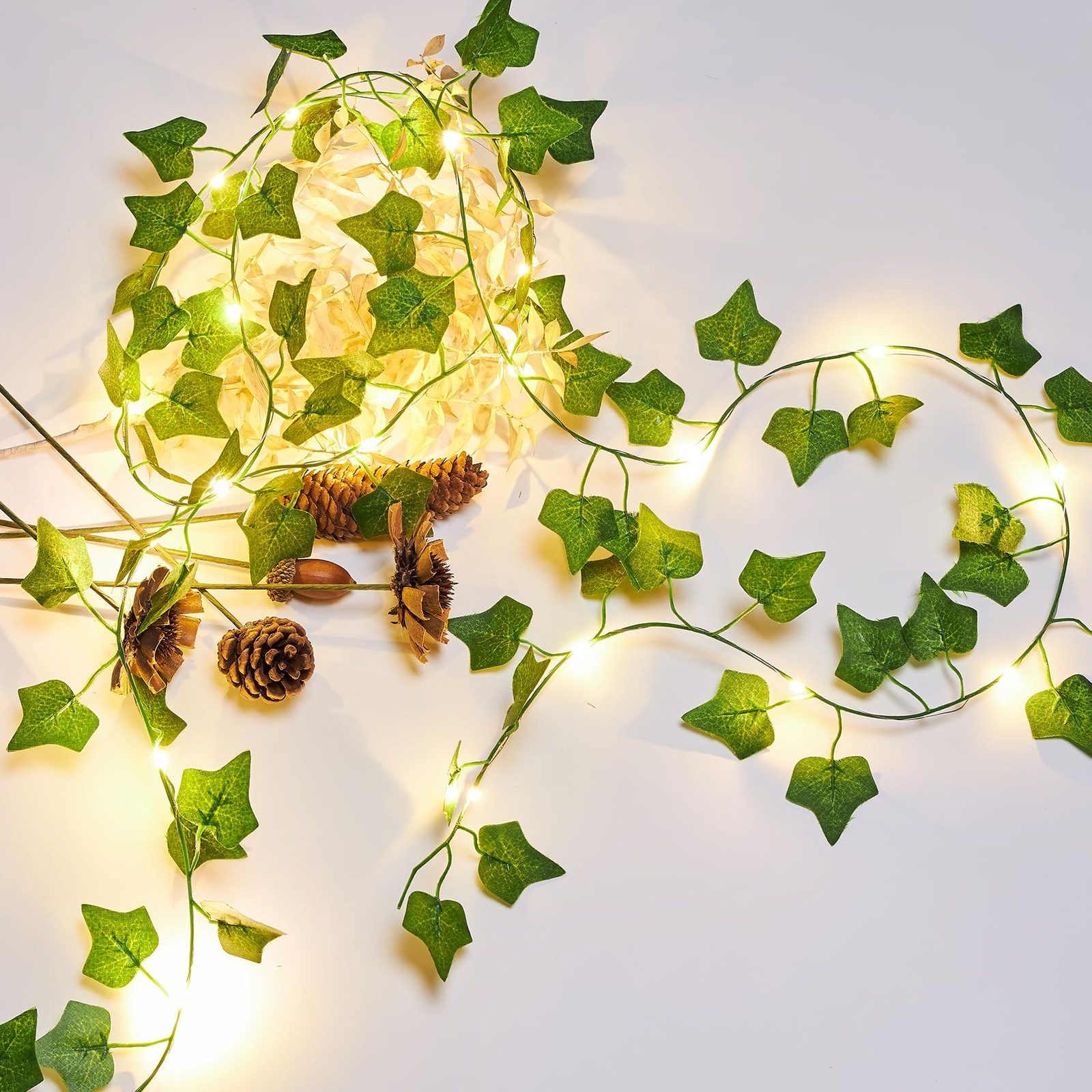 2 Pack 6.56 Ft Vines with Fairy Lights Battery Operated, 40 LEDs Artificial G…