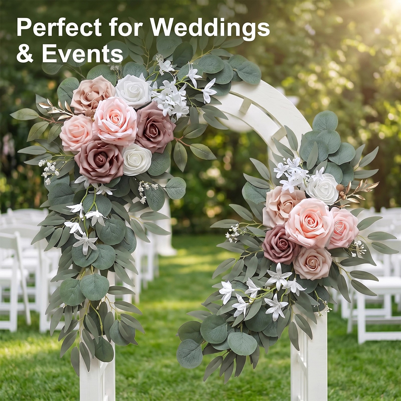 Wedding Arch Flowers Set of 4 Artificial Flower Swag Wedding Faux Floral Swag