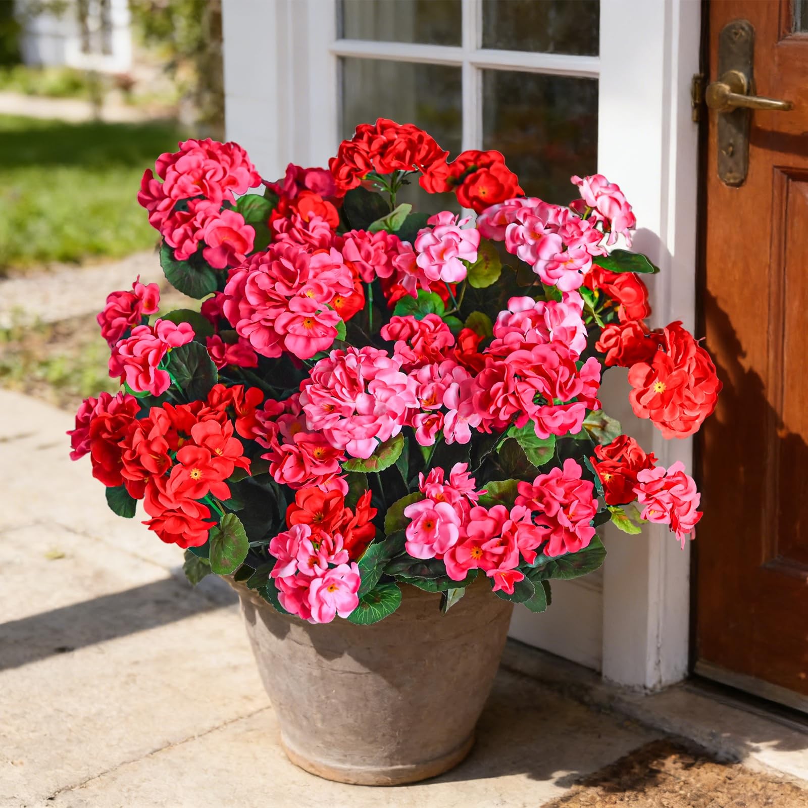 Fake Outdoor Flowers, 6 Pcs Artificial Flowers for Outdoors, Mixed Color Arti…