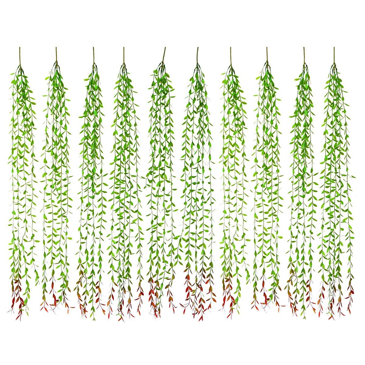 Artificial Hanging Vines, 10 Pack Fake Ivy Weeping Willow Greenery Leaves Pla…
