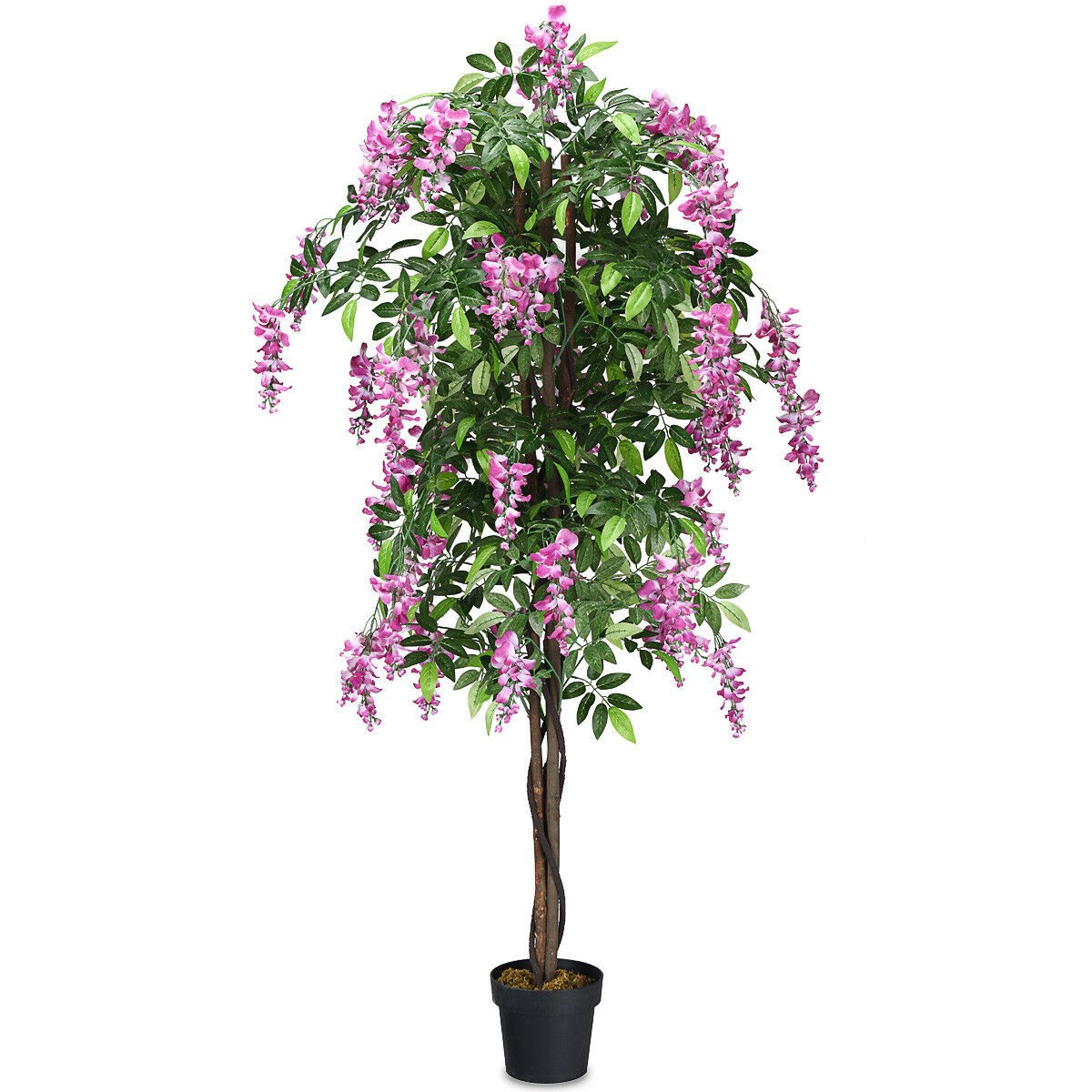 Costway 6-Feet Artificial Wisteria Silk Tree Pink Flower Indoor-Patio Home Décor