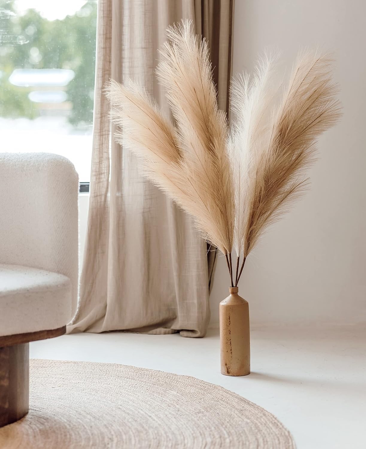 43″ / 3.6 ft Pampas Grass Tall 4 Pcs – Artificial Large Pampas Grass Decor fo…