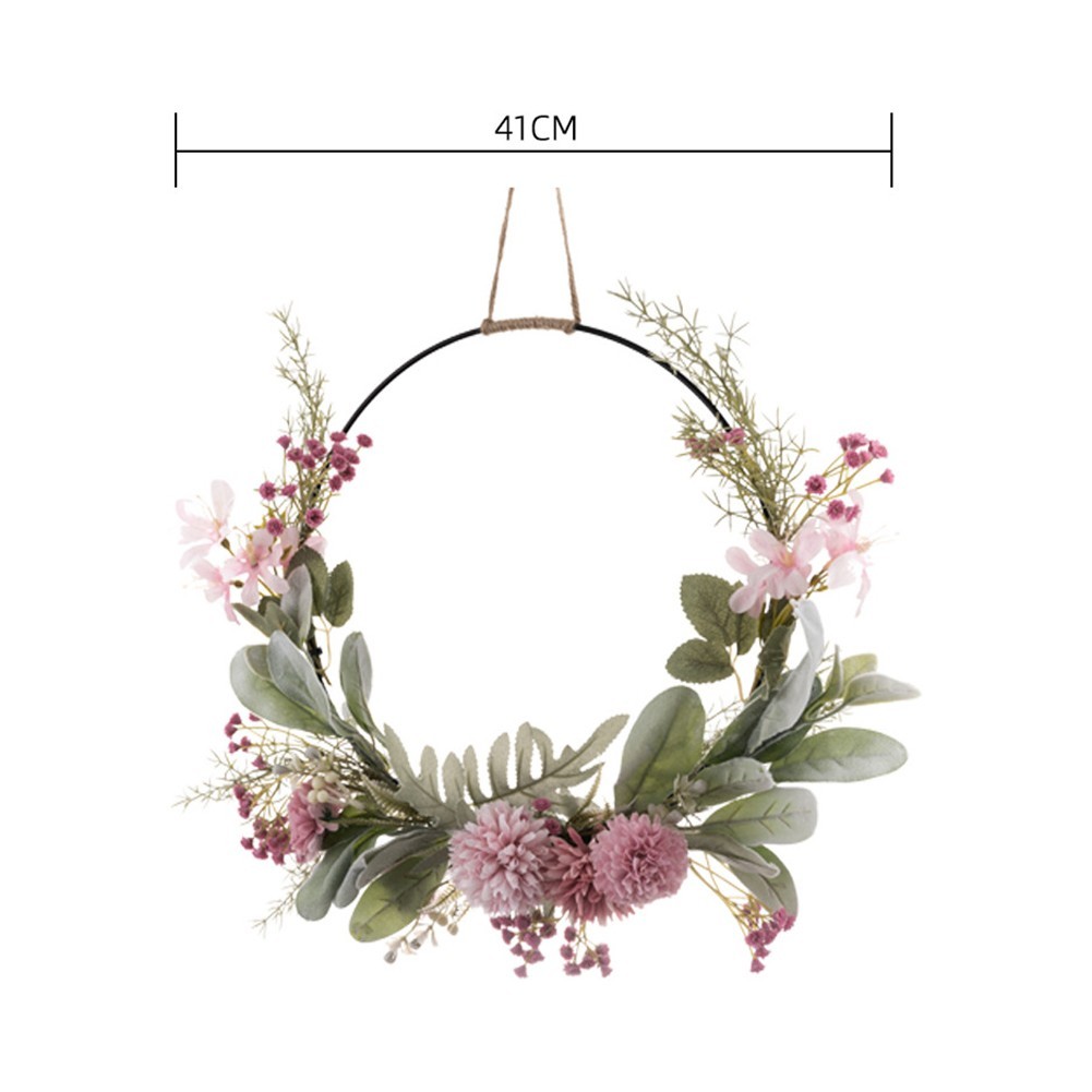 41cm Door Wreath with Dahlia and Green Leaves for Indoor and Outdoor Use