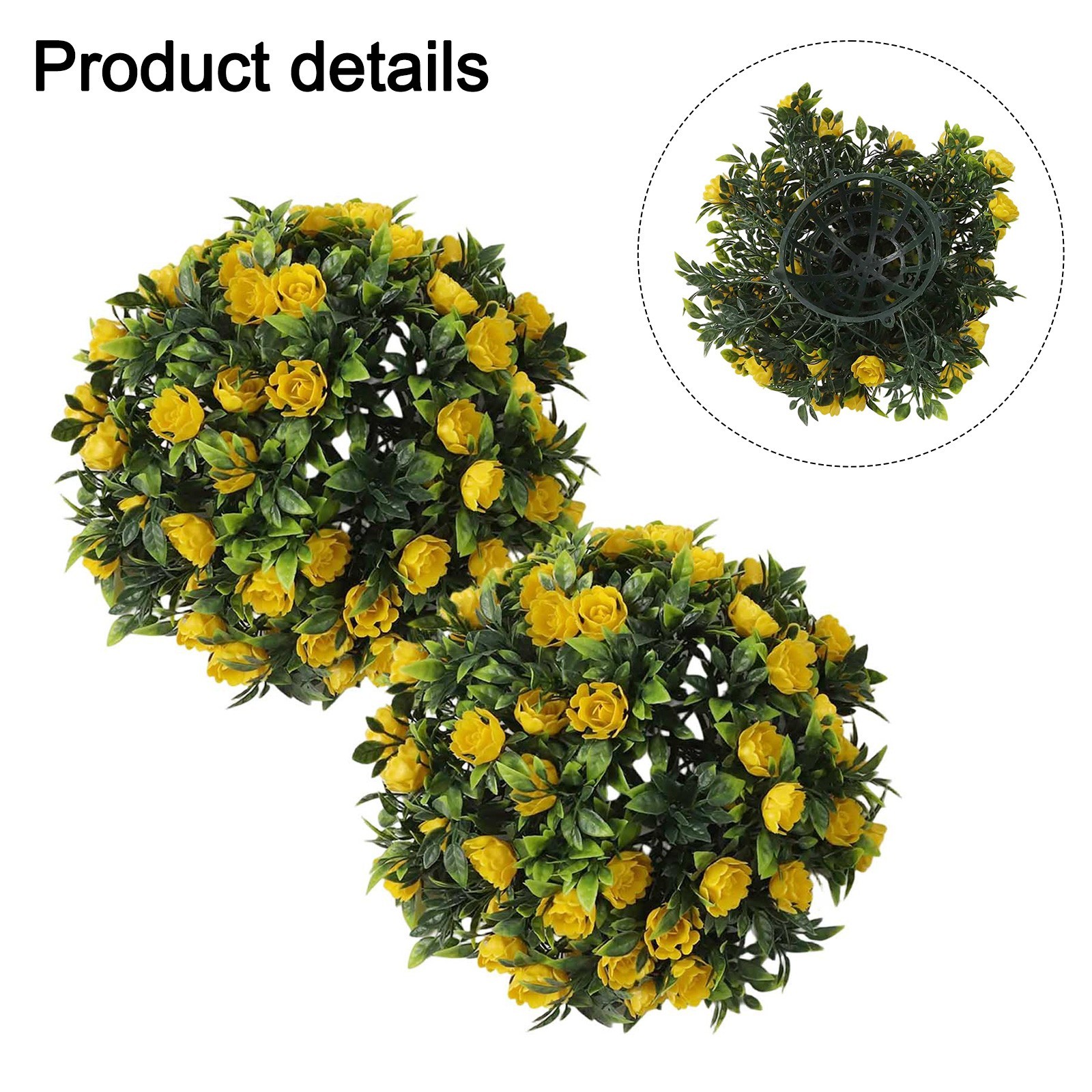 Set of 2 Faux Plant Balls Artificial Flower Balls 25cm for Hanging Decoration