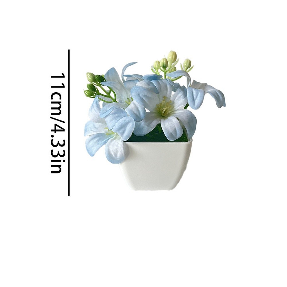 Plastic Miniature Lily Potted Plant 4.3 Inches for Small Space Decoration