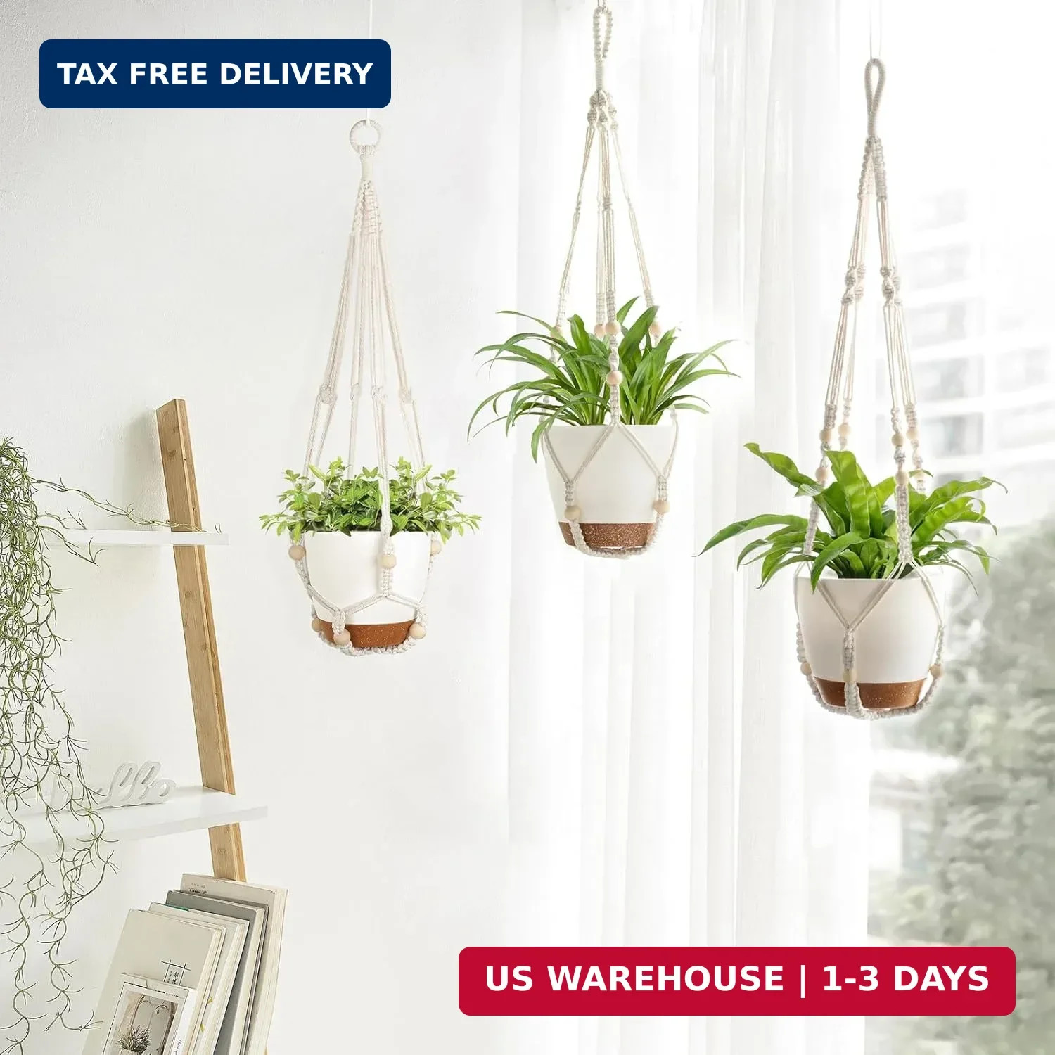 Mkono 3 Pack Hanging Planters for Indoor Plants with Self Watering, Outdoor Hang