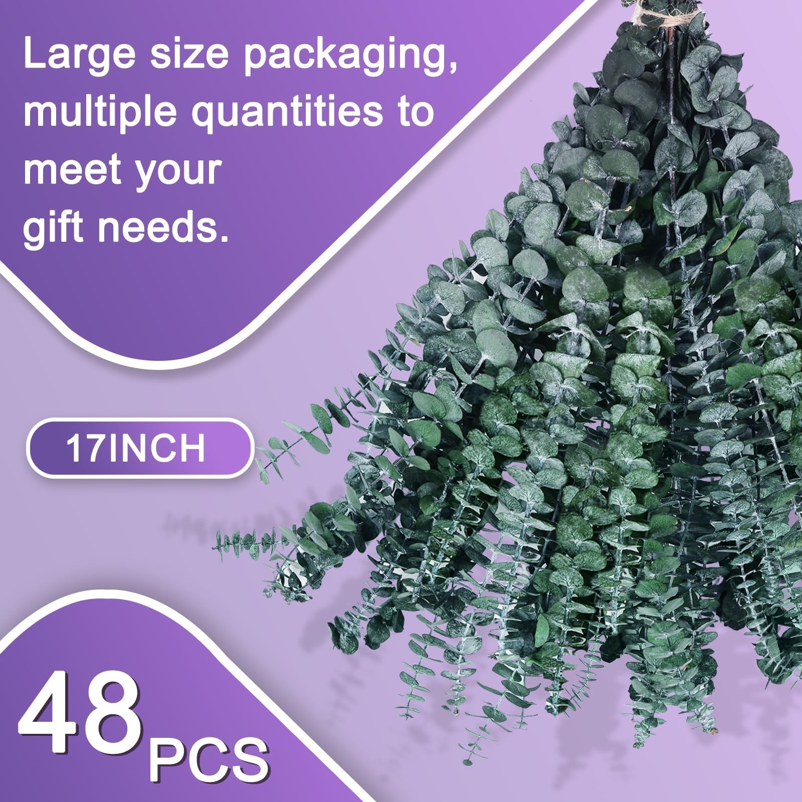48 Pcs Large Dried Eucalyptus Stems – Natural Shower Hanging Branches, 17″ Prese