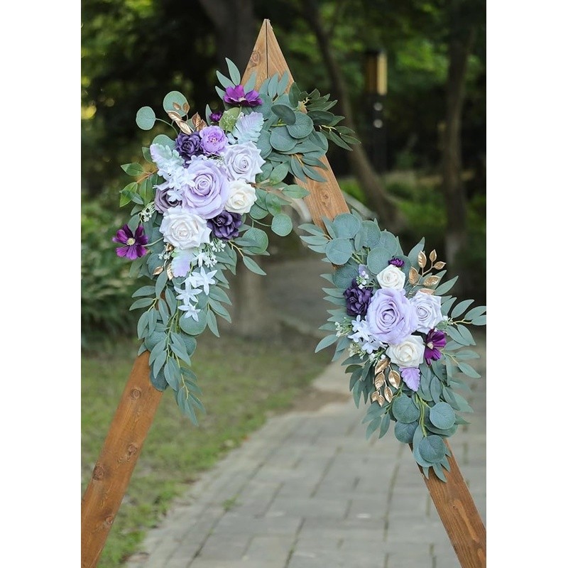 Purple Flower Swag Kit Wedding Decoration Easy Install Faux Silk Arch Flowers US