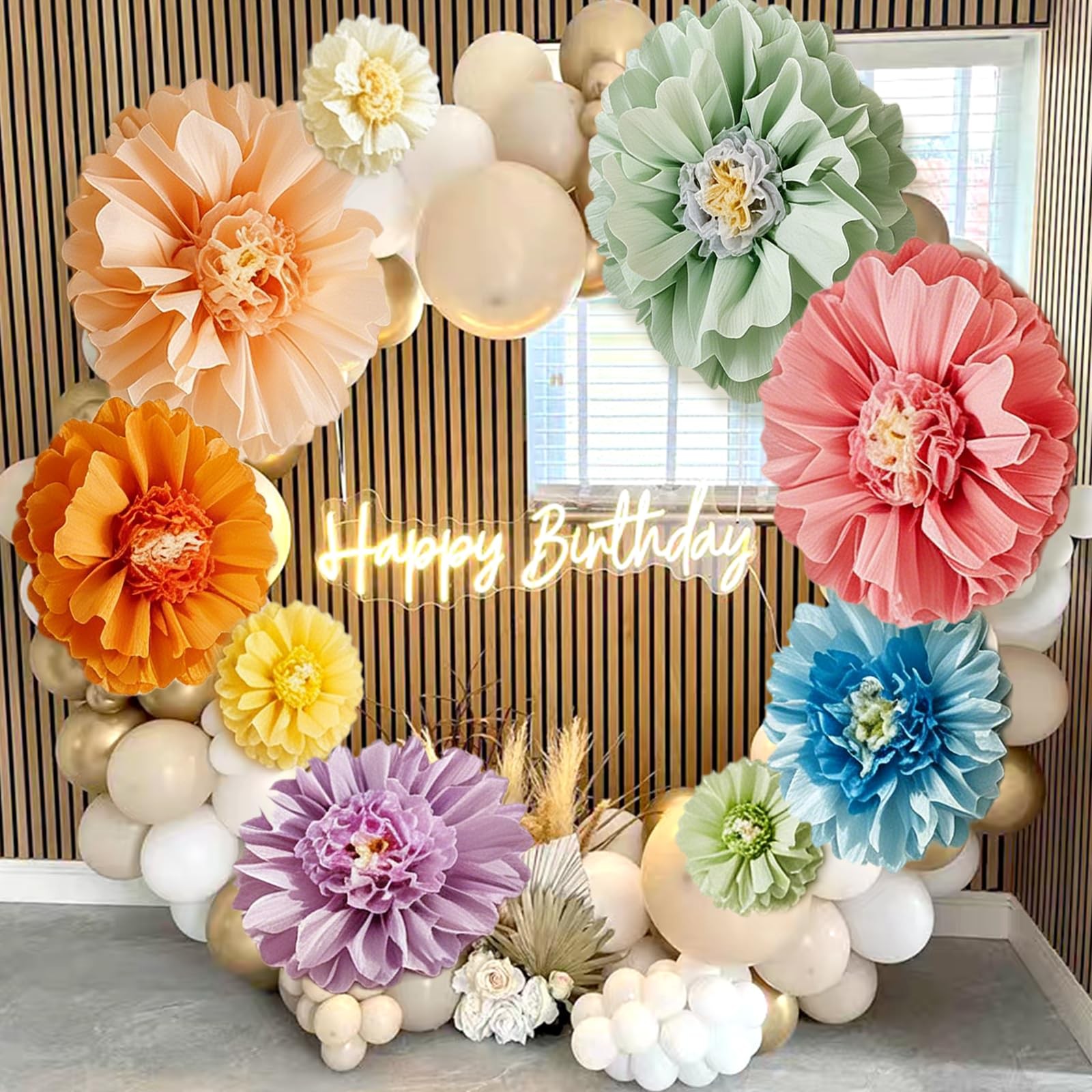 Giant Paper Flowers Set 9 PCS 31.5/24/14 Inch Colorful Wall Party Decor Prop