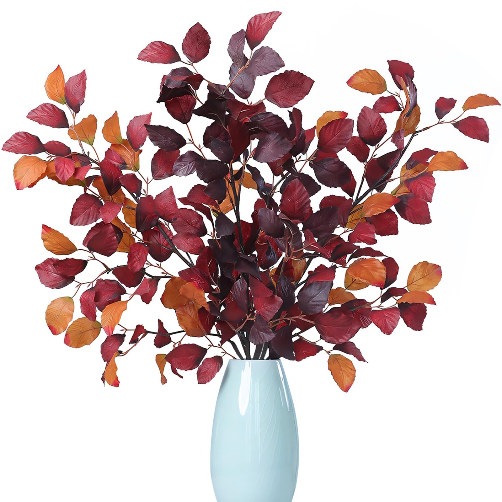 3 pcs 39 inch Fall Eucalyptus Stems Fake Fall Leaves Floral Stems Tall Artifi…
