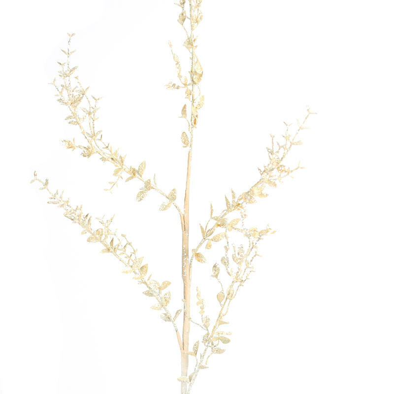 White Glittered Artificial Leaf Sprays | 2 Sprays