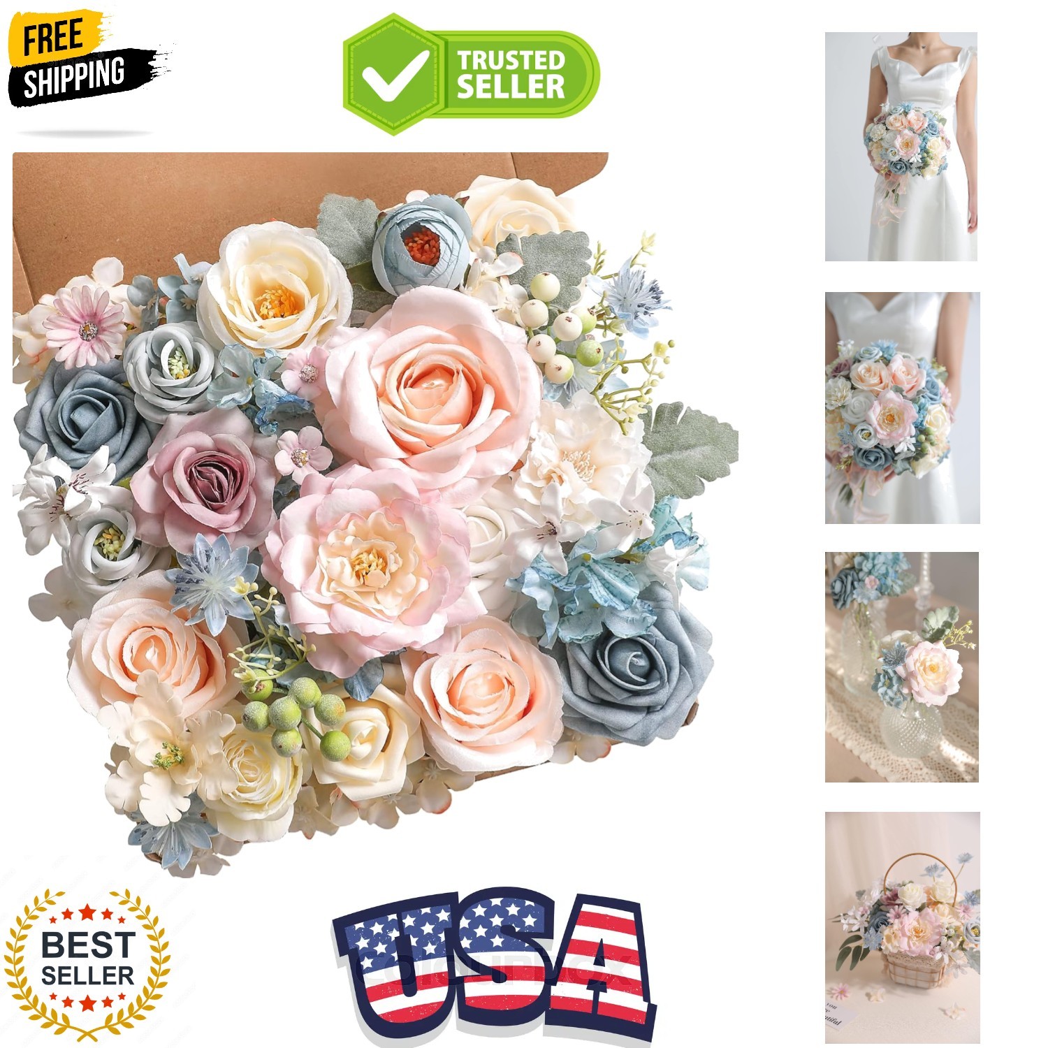 Artificial Flowers Combo Box Set Faux Flowers Bulk Flower Leaf with Stems Arr…