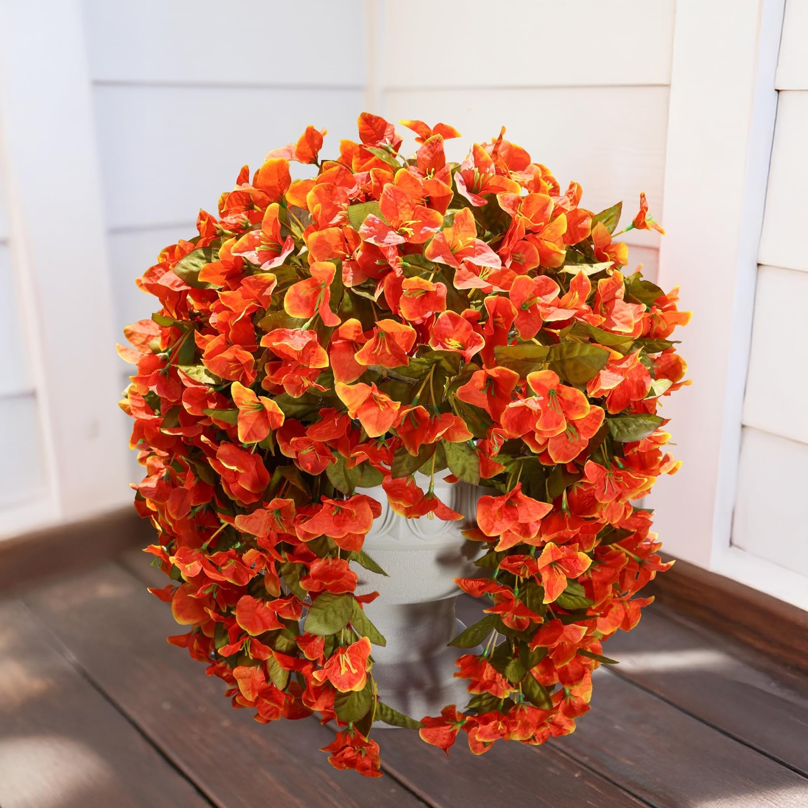 2 Pcs UV Resistant Bougainvillea Faux Silk Flowers – Long Trailing Vines for Out