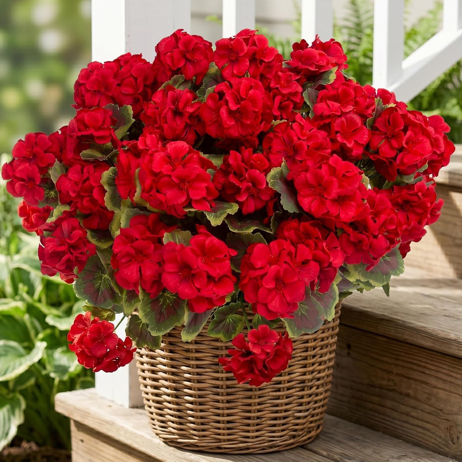 16 Pcs Artificial Geranium Plant Realistic Silk Flowers for Outside UV Resistant