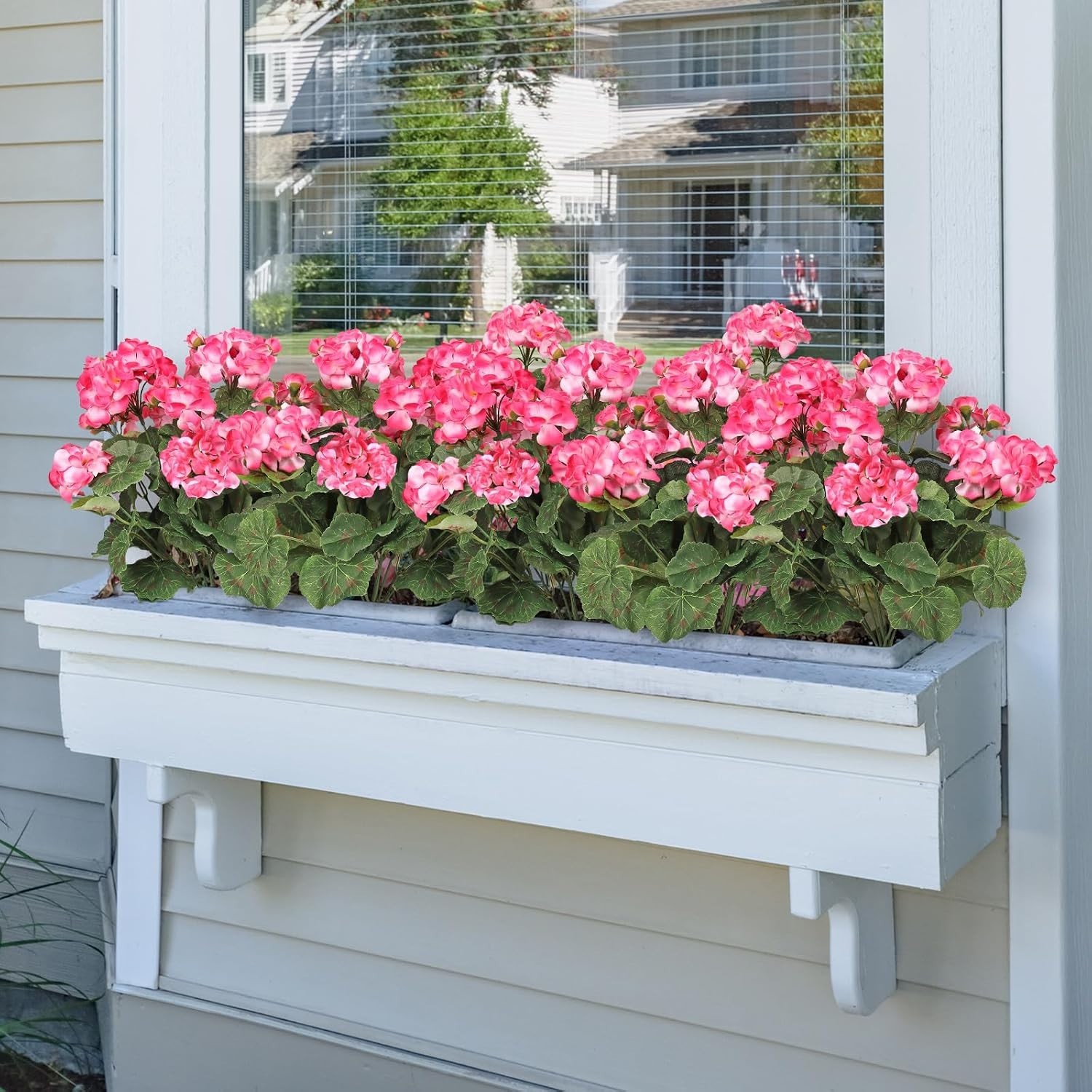 Stunning Geranium Pink Faux Floral Bush Set – Perfect for Weddings & Home Decor