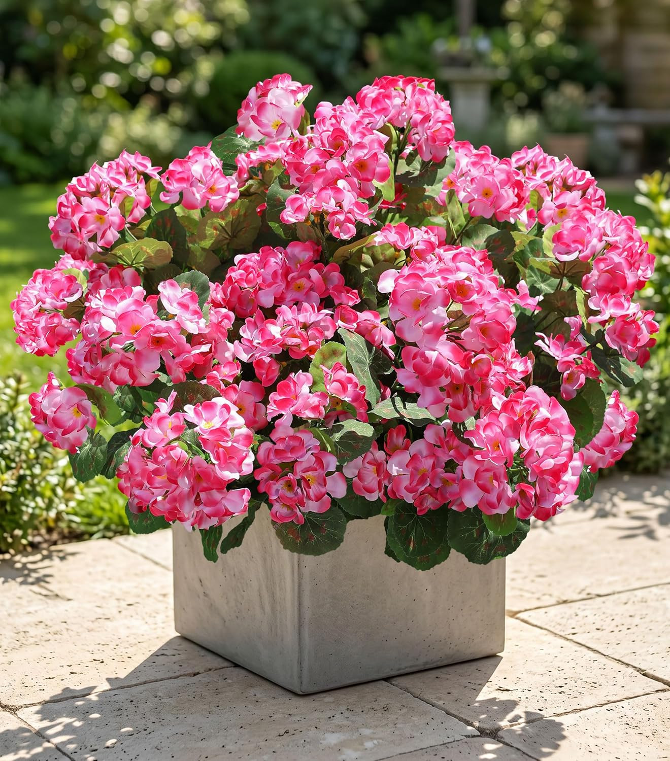 Artificial Geranium Fake Flowers for Outdoors Decoration, 6 Bundles Silk Geraniu