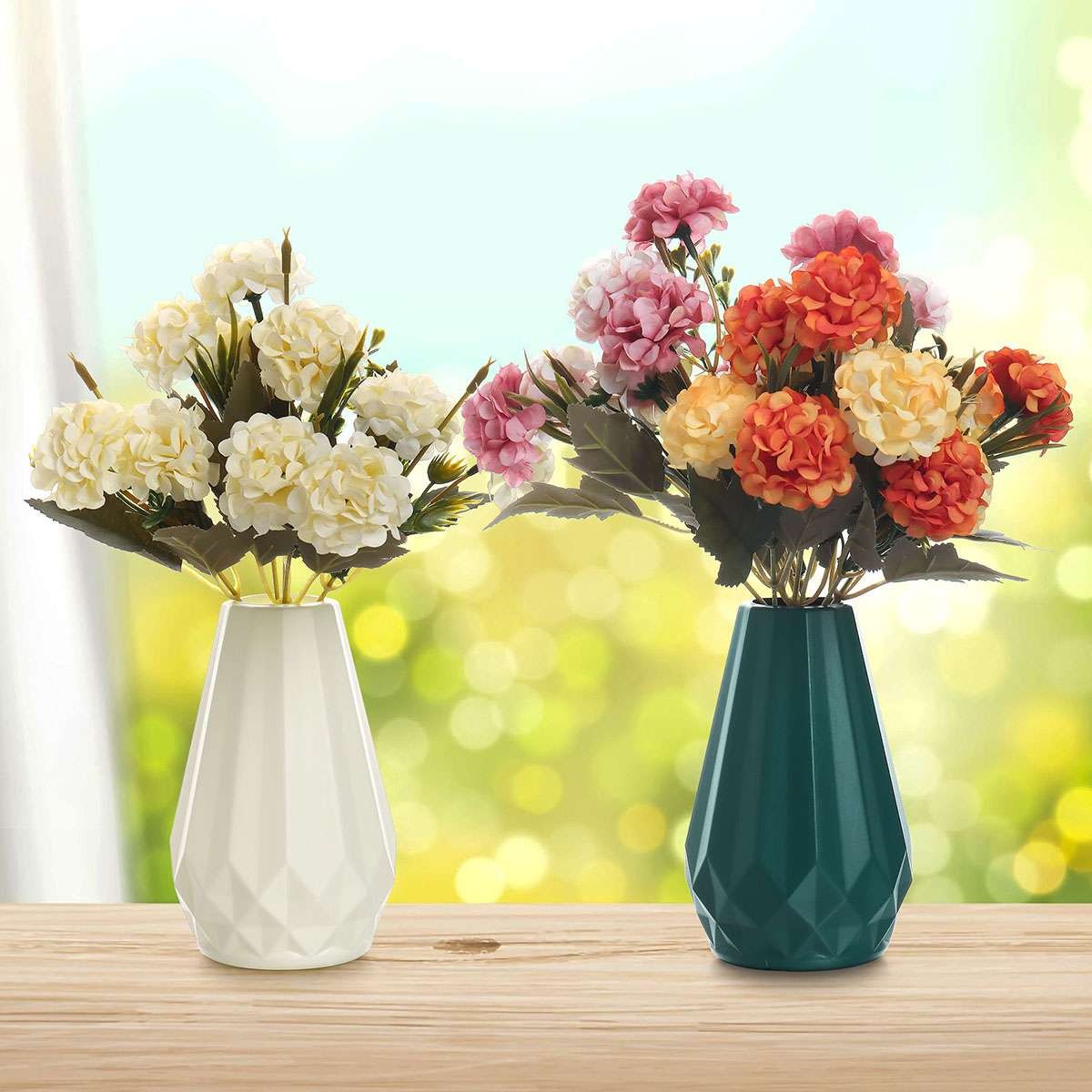 1-5Bundle Artificial Hydrangea Flower Silk Bouquet Party Home Decor UV Resistant