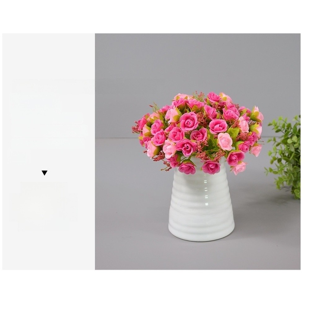 21 Head Diamond Rose Silk Flower Bouquet Artificial for Wedding and Home Decor