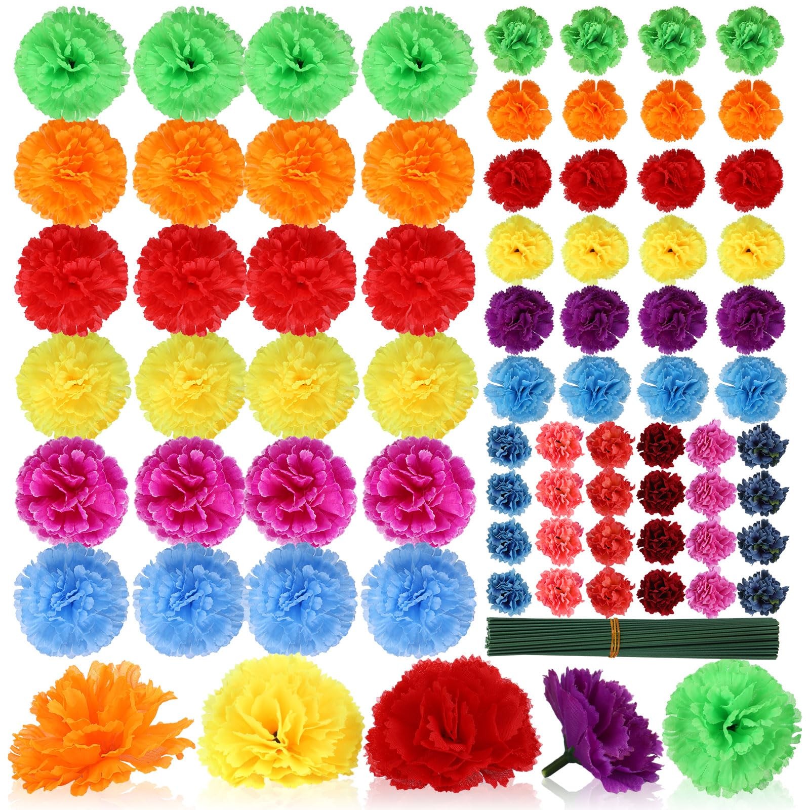 72 Pcs Mexican Marigold Flower Bulk, Artificial Fiesta Party Decorations, Sil…
