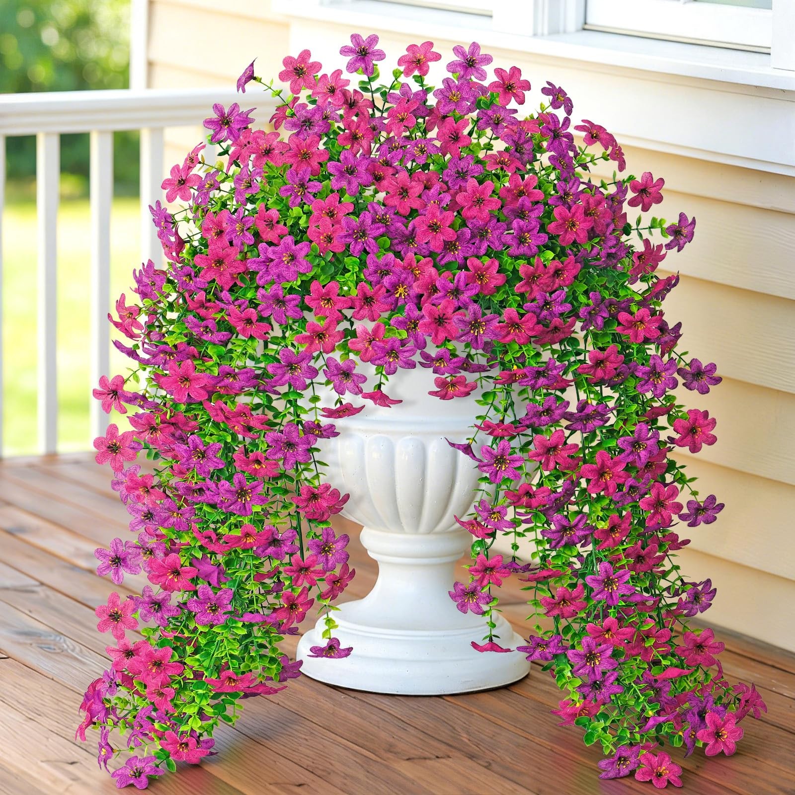 4PCS Artificial Hanging Flowers Faux Silk Daisy Hanging Flower Vines Outdoor …