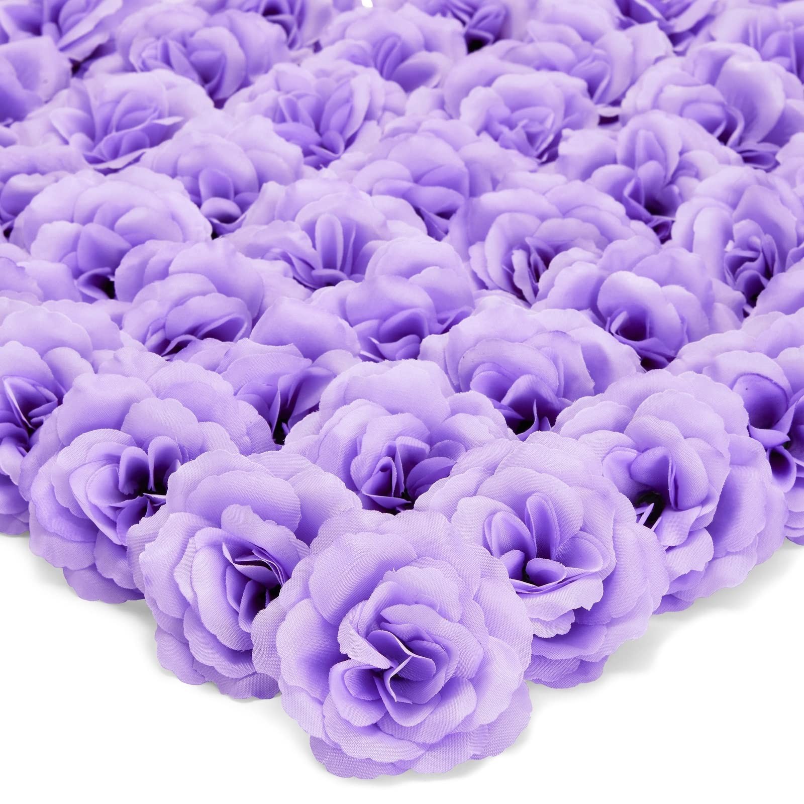 Silk Foam Roses – 50 Stemless 3in Light Purple Heads – Realistic Blooms for W…