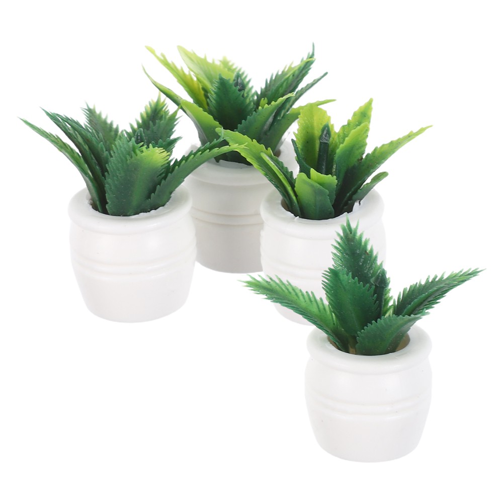 4 Pcs Dollhouse Simulation Potted Plant Mini Fake Plants Miniature Accessories