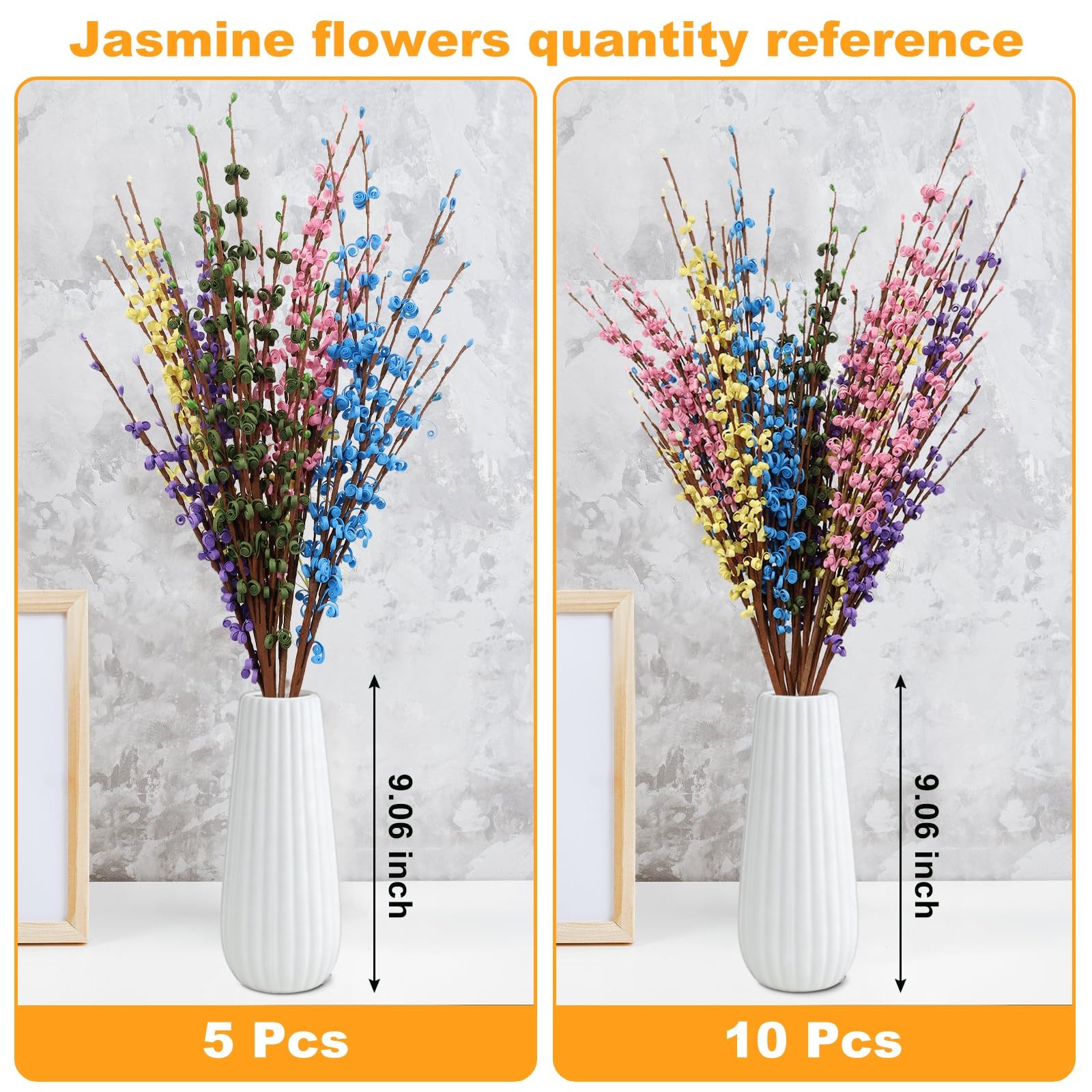 10 PCS 29.5″ Colorful Long Jasmine Artificial Flowers Faux Dry Vase Home Decor