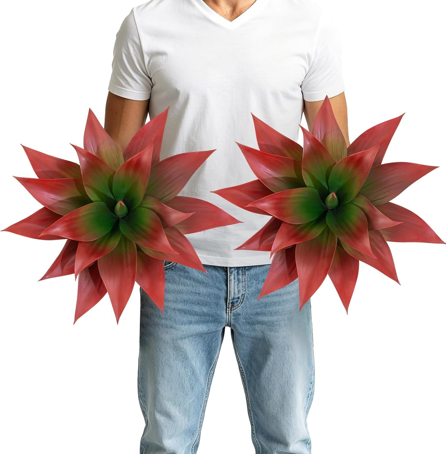 16″ Faux Agave Plant 2-Pack – UV Resistant Tropical Decor for Indoor/Outdoor