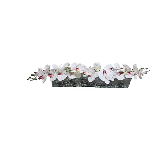 Floral Arrangement, Casa Moderna Glass Plate  W/ Faux White Orchids & Succulents
