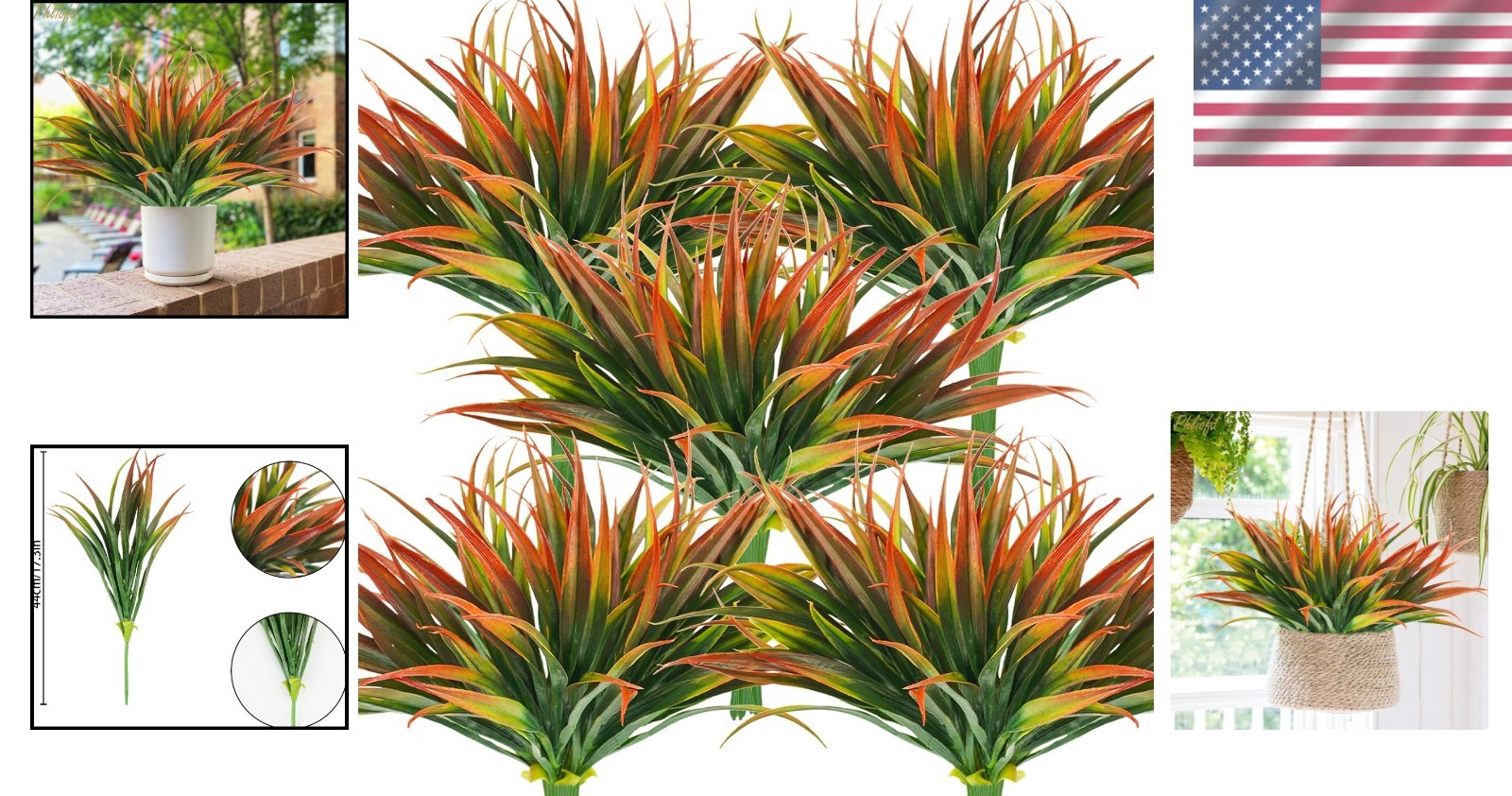 Plastic Fake Greenery Plants UV Resistant 32 Pcs