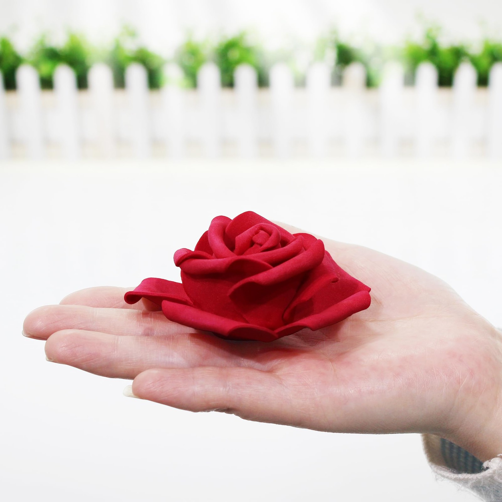 100 Pcs 3 Inch Artificial Flowers Bulk 5 in 1 Set Faux Foam Rose Head Set