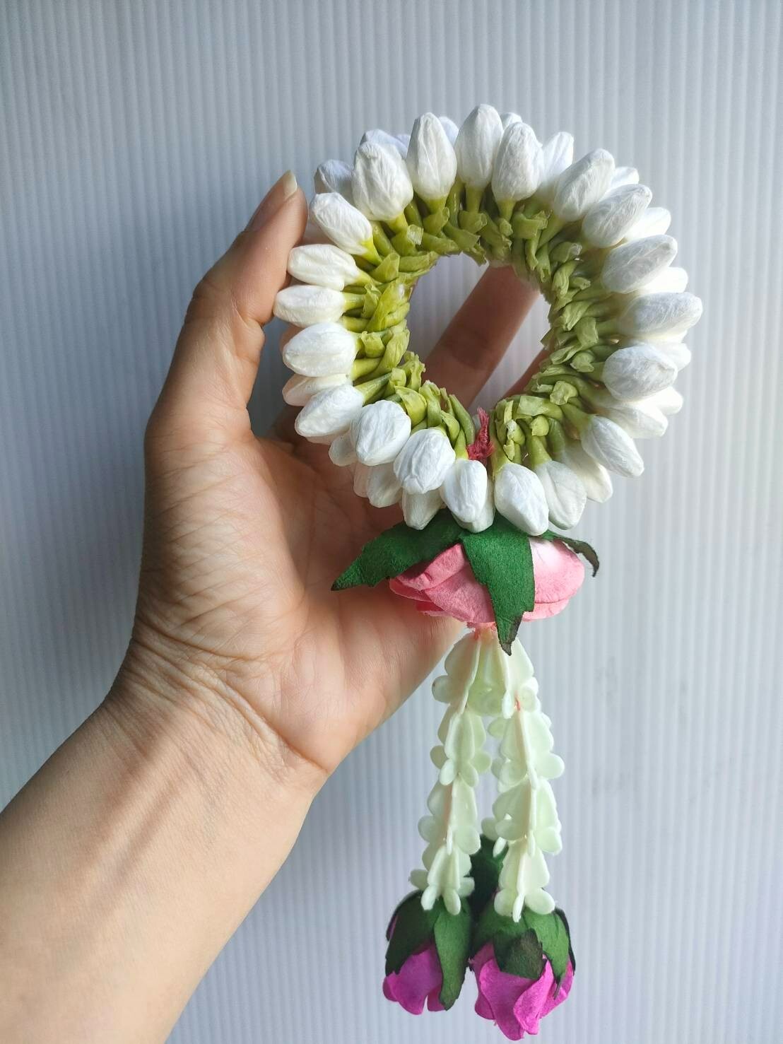 Garland Artificial Jasmine flowers Tissue Paper Fragrant Glue White Round Ubamal