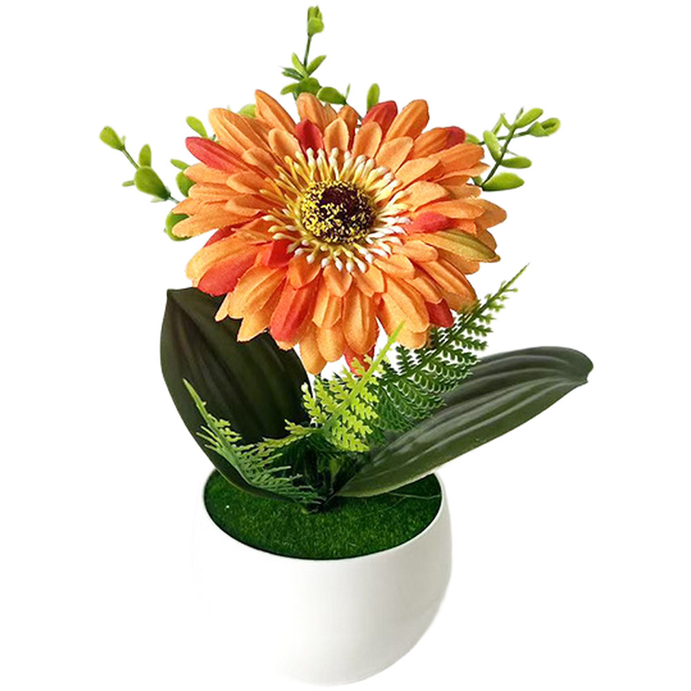 White Pot Faux Gerbera Daisy 19 cm Lifelike Plastic Flower Indoor Decor