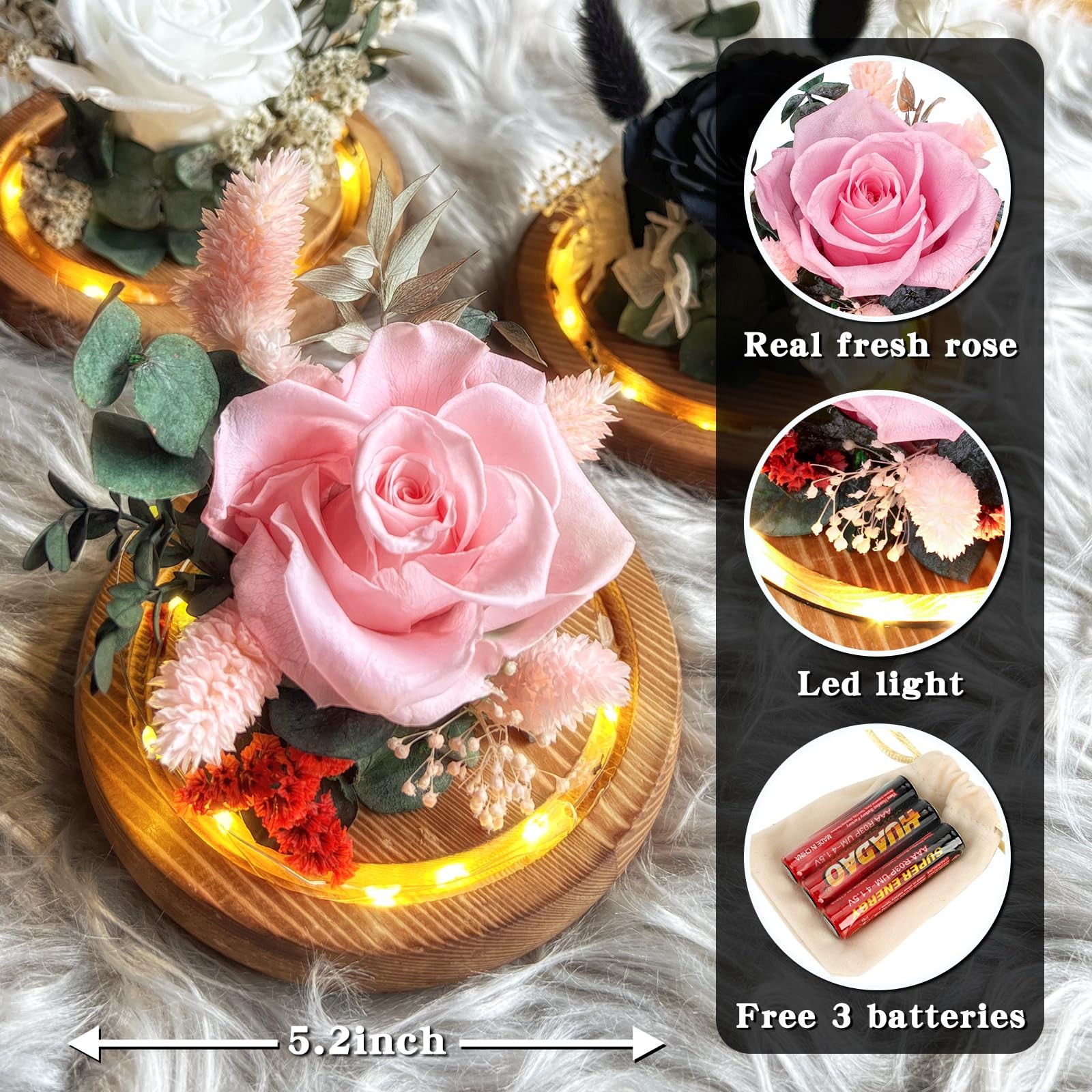 Preserved Roses & Fresh Flowers Bouquet – Gift for , Roses that Last Forever,…