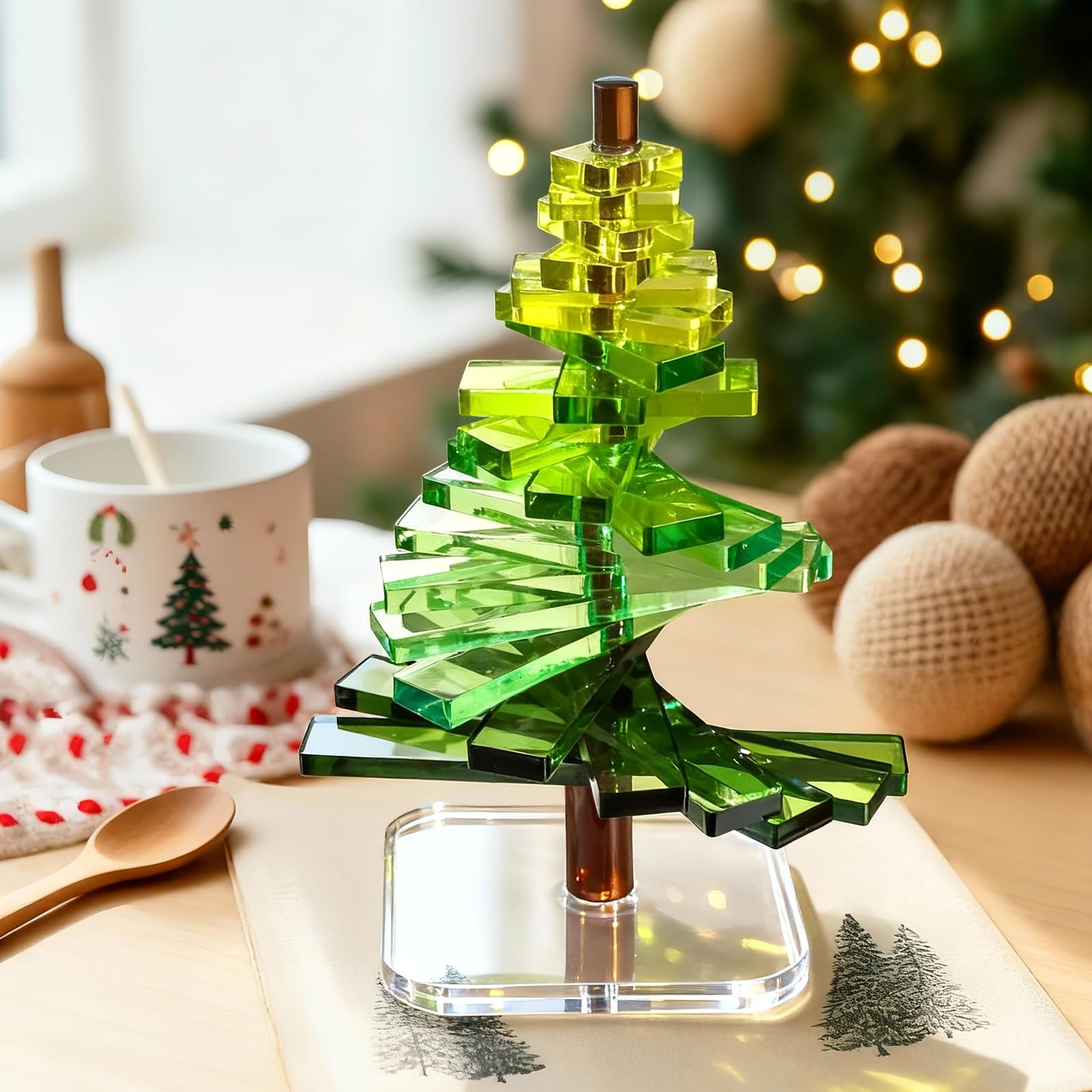 Translucent DIY Acrylic Tree Rotating Branches Modern Ornament Office Desktop