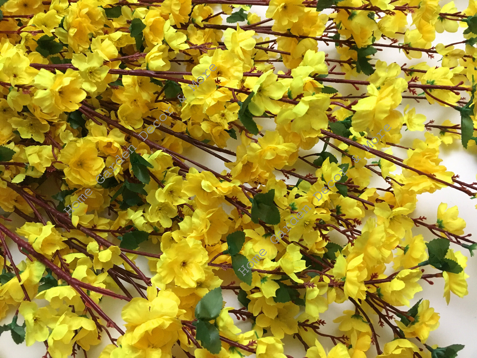 12 PACK 48″ Long Stem Artificial Realistic Silk YELLOW Cherry Blossom Flowers