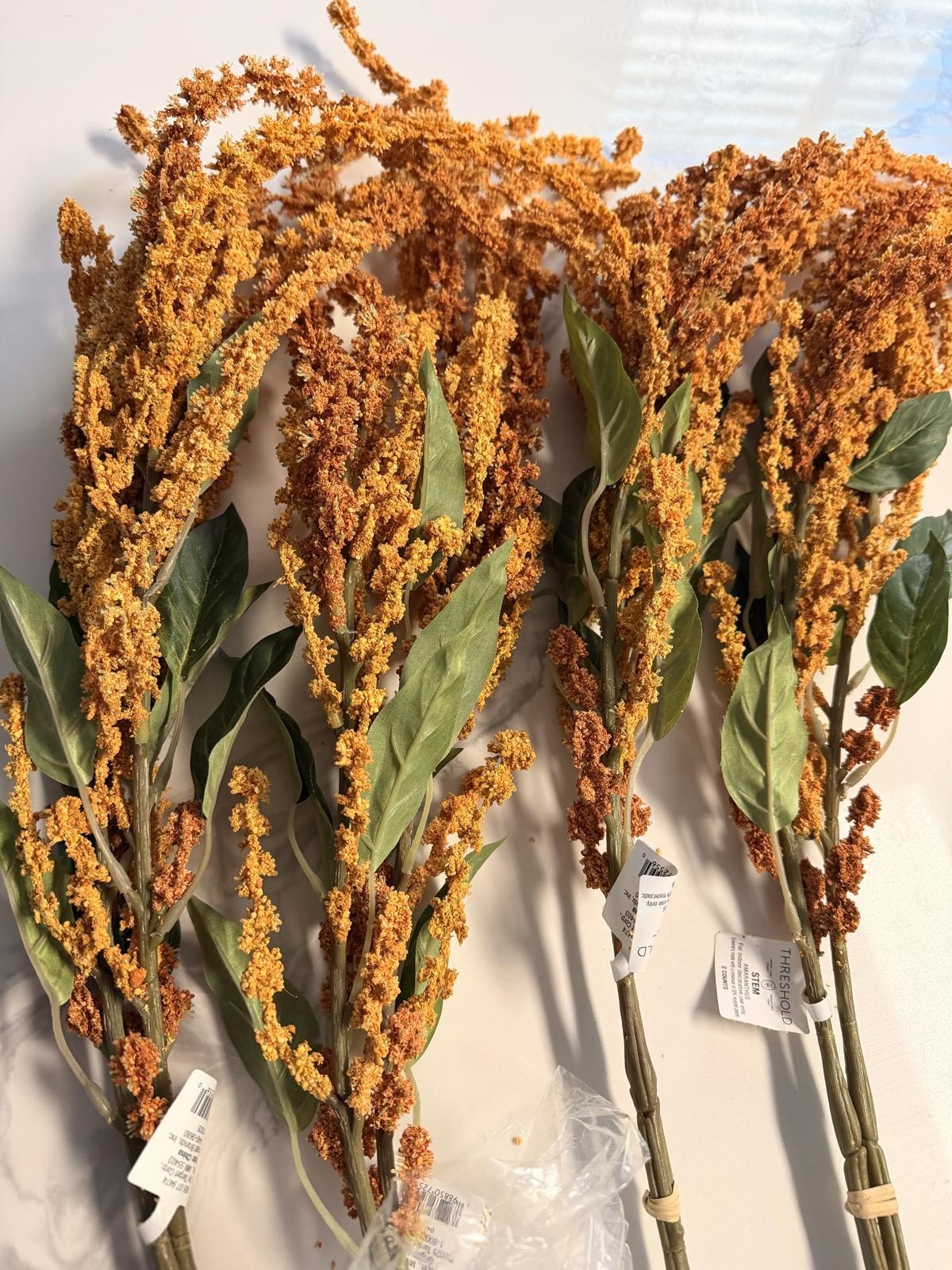 Threshold Faux Amaranthus Stems 4 Bundles of Orange 43” Fall Floral Decor NWT