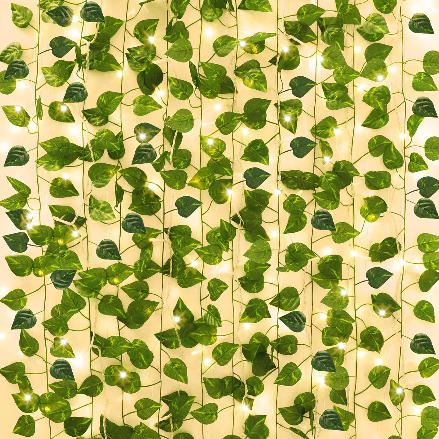 24 Pack 173Ft Fake Ivy Vines, Artificial Ivy Garland with 200 LED String Lights,