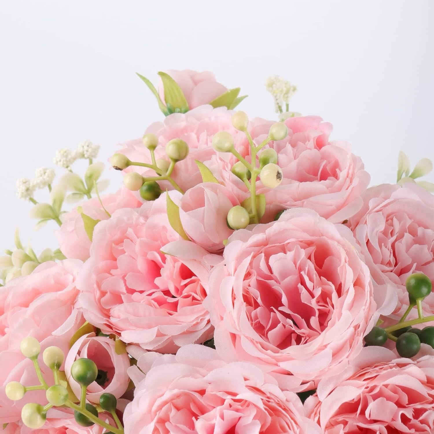 Artificial Peonies Silk Flowers, Faux Peony Bouquet 4 Bundles Florals Arrange..