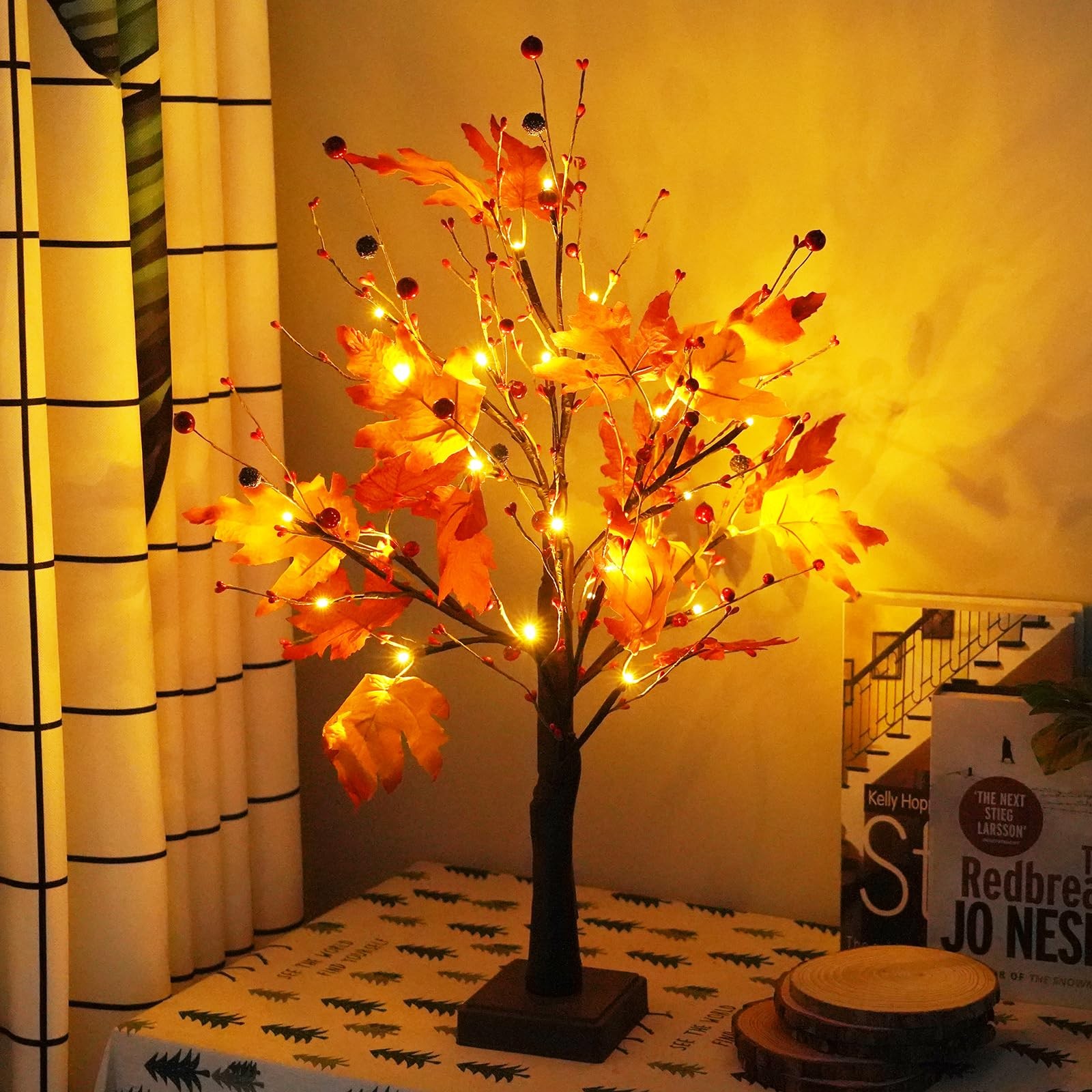 Fall Decorations for Home, Fall Lighted Maple Tree, Thanksgiving Table Center…