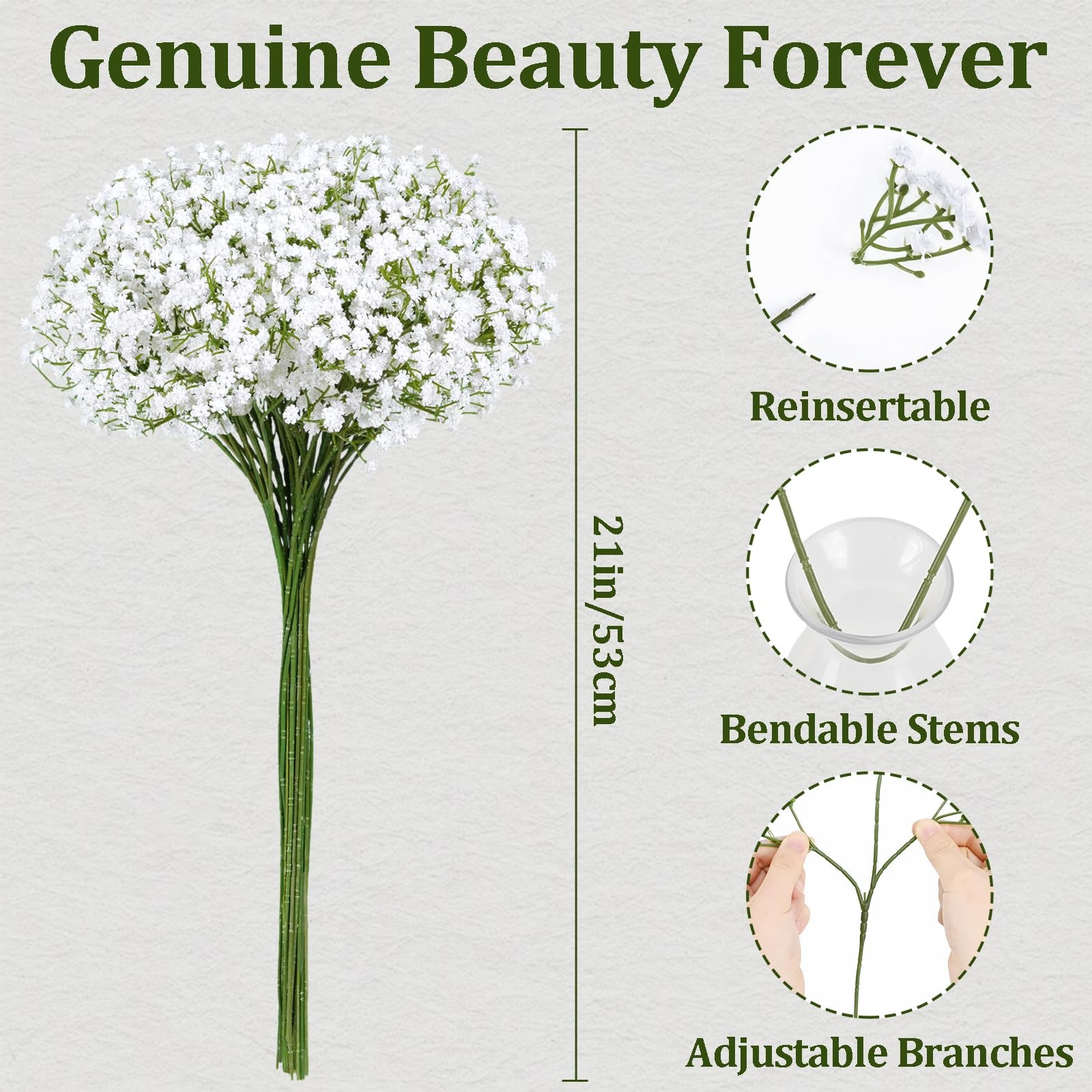 Waipfaru 15Pcs Baby Breath Artificial Flowers White Wedding Home Decor