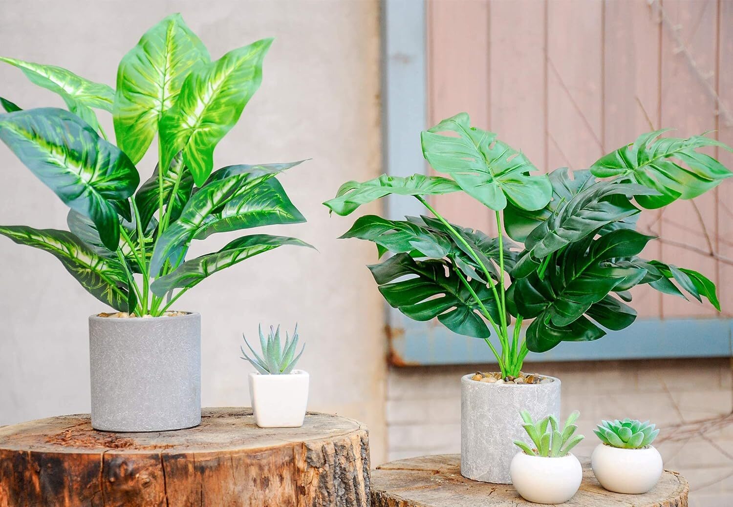 2 pcs 16″ Fake Plants Small Artificial Plants in Pots Faux Plants Indoor for …