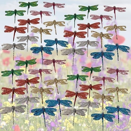 Multi-Colored Glitter Dragonfly Clip-Ons – Set of 48 – 4″ Craft Decorations for