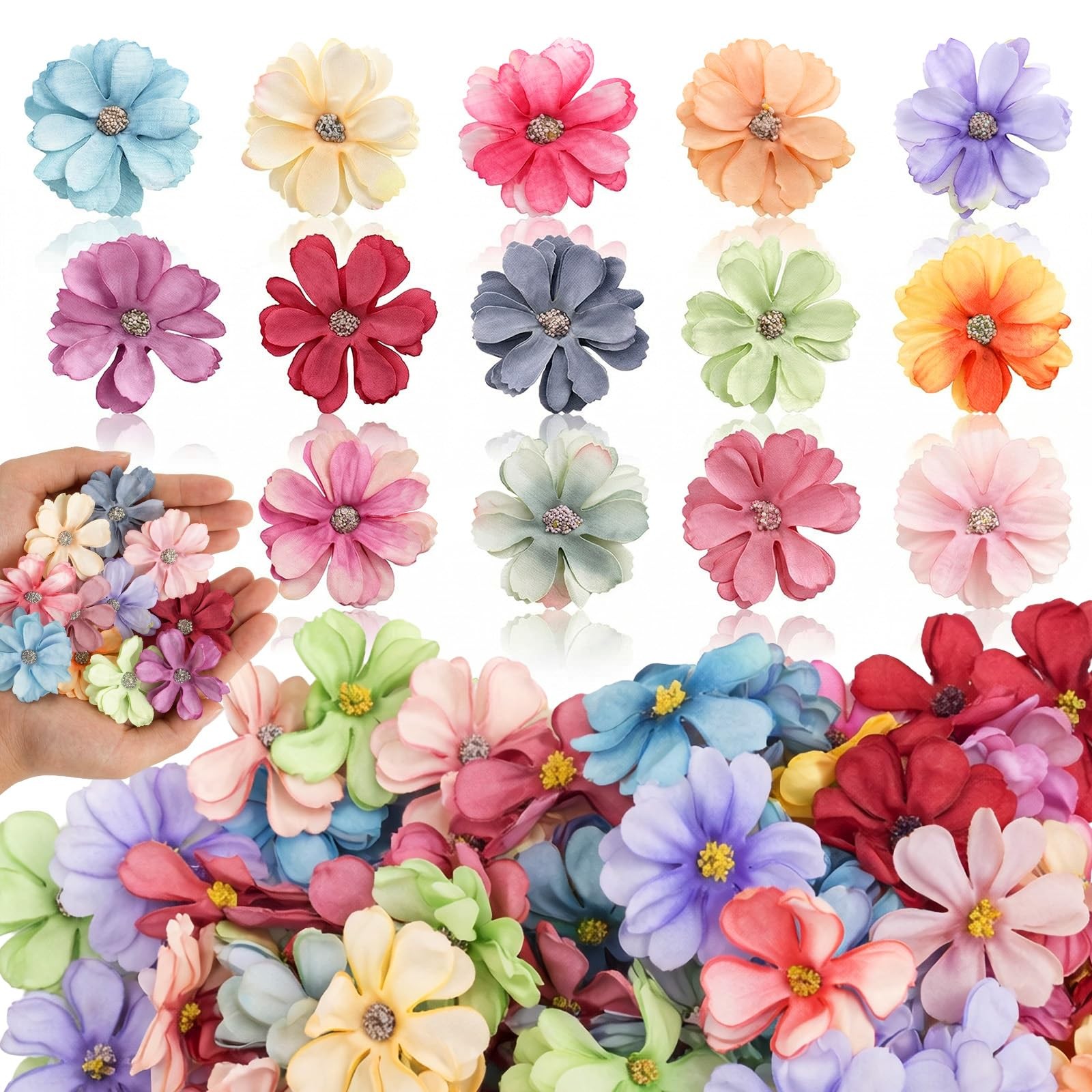 100 Pcs Mini Artificial Flower Heads for Crafts, 2 Inch Small Silk Daisy Flow…